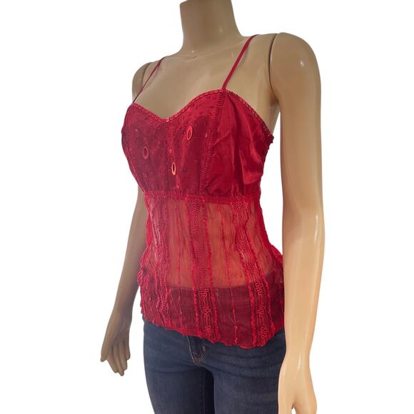 Vtg Kaelyn Max Womens Babydoll Top Size L Fairy Vamp Sexy Y2K Whimsigoth Red - Picture 5 of 15